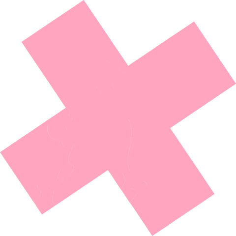 Pastel pink geometric cross on transparent background