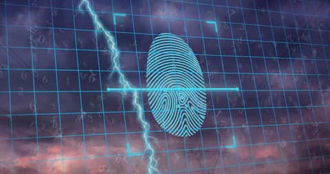 Biometric Fingerprint Security Against Thunderstorm Background - Download Free Stock Images Pikwizard.com