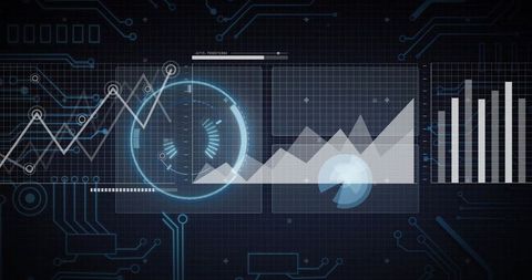 futuristic data interface with huds and graphs - Download Free Stock Images Pikwizard.com