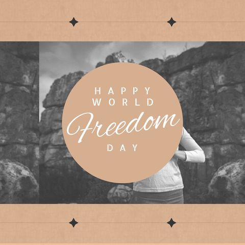 World Freedom Day Celebration Text with Mountain Background - Download Free Stock Templates Pikwizard.com