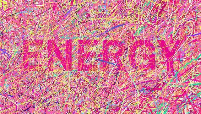 Neon scribble abstract canvas hot pink drips magenta lettering energetic colorful texture