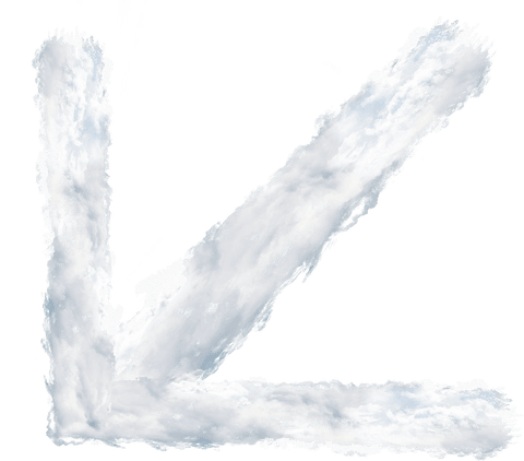 Arrow Formed by Puffy White Clouds on Transparent Background