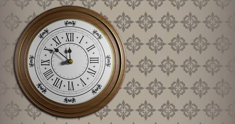 Vintage Wall Clock on Retro Patterned Background - Download Free Stock Images Pikwizard.com