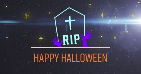 Halloween RIP Tombstone with Mystical Night Sky