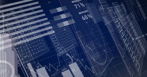 Digital Data Projection and Analysis on Blue Interface - Download Free Stock Images Pikwizard.com
