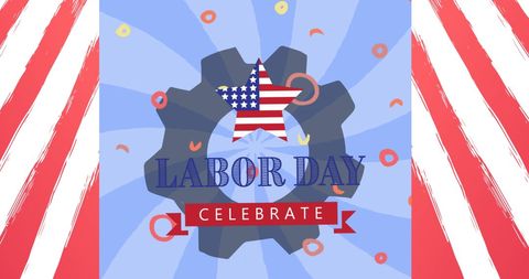 Labor Day Celebration with Star and Gear Design