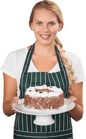 woman holding chocolate cake with transparent background smiling - Download Free Stock Videos Pikwizard.com