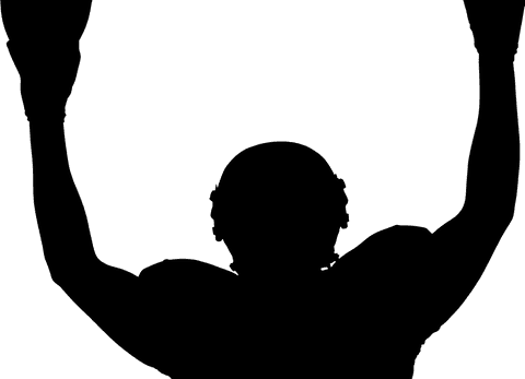 Dynamic silhouette of american football player transparent png