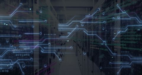 Futuristic Circuit Board Over Computer Servers for Data Processing - Download Free Stock Images Pikwizard.com
