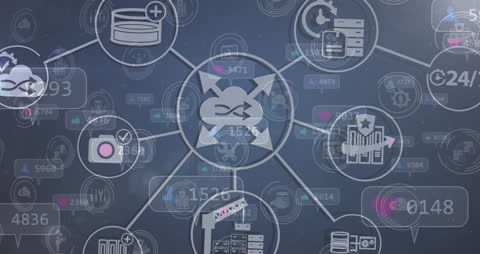 Digital Network with Increasing Data Visualization Icons