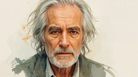 Contemplative old people in artistic brushstroke portrait