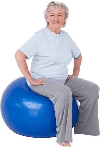 Senior Woman Sitting on Exercise Ball for Transparent Yoga Pose - Download Free Stock Videos Pikwizard.com