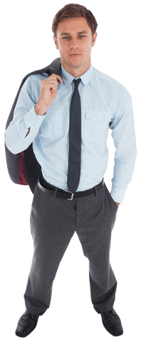 transparent confident businessman holding jacket in light blue shirt - Download Free Stock Videos Pikwizard.com