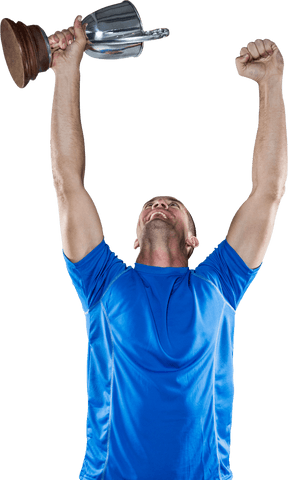 transparent cheerful sportsman celebrating victory with trophy - Download Free Stock Videos Pikwizard.com