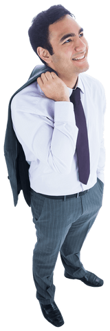 Confident Biracial Businessman with Jacket Over Shoulder on Transparent Background