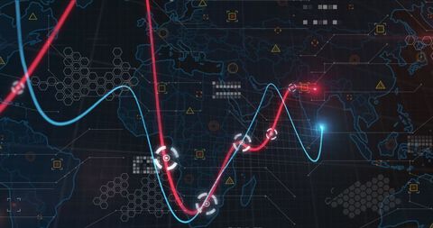 Digital Data Processing on Global Map with Network Connection Lines - Download Free Stock Images Pikwizard.com