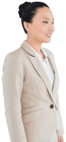 Asian Businesswoman in Suit on Transparent Background