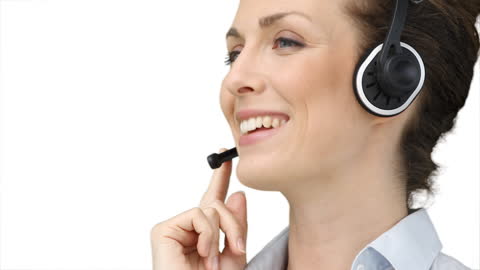 Smiling Customer Service Representative Using a Headset
