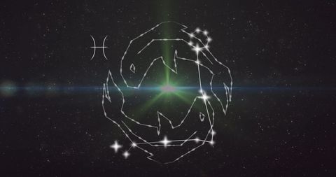 Pisces Zodiac Symbol with Constellation and Mystical Background - Download Free Stock Images Pikwizard.com