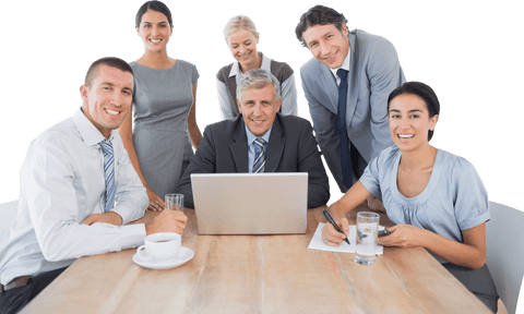 transparent background business team meeting around laptop - Download Free Stock Videos Pikwizard.com