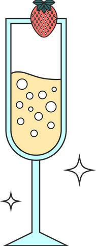 Transparent Champagne Glass with Bubbles and Strawberry