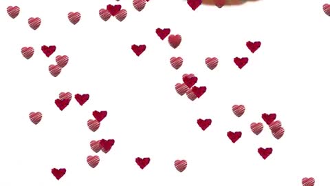 Scattered Red Hearts on White Background Creating Romantic Pattern