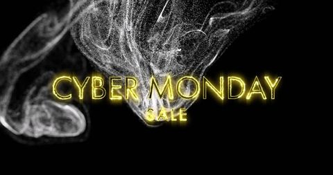 Cyber Monday Sale Glowing Text with Futuristic Smoke