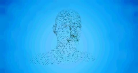 Digital Human Head Composed of Binary Code on Blue Background - Download Free Stock Images Pikwizard.com