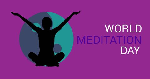 World meditation day silhouette on vibrant background