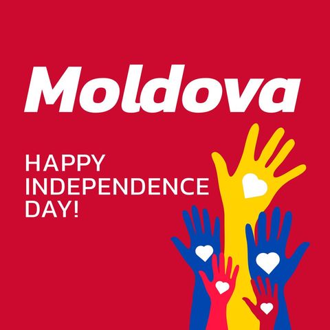 Moldova Independence Day Celebration Graphic with Colorful Hands