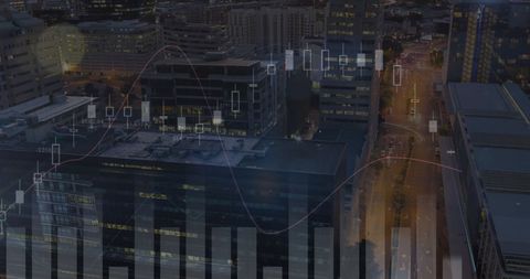 Cityscape with Digital Financial Data Integration