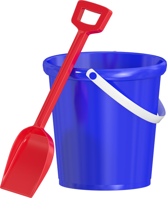 Close-up of Red Shovel with Blue Bucket Transparent Background - Download Free Stock Videos Pikwizard.com