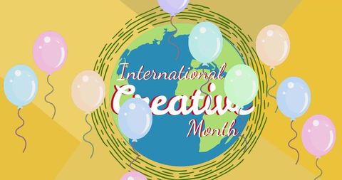 Celebrating international creative month with colorful balloons