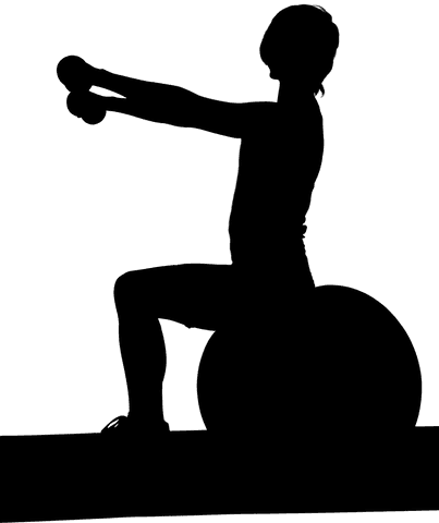 Silhouette of fit woman lifting dumbbell focuses on strength