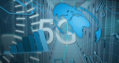 5g technology with global network connections concept