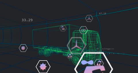 Digital Interface with 3D Truck Model in Futuristic Display