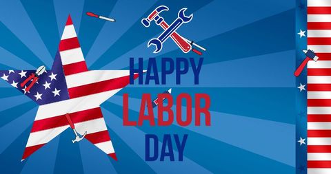 Patriotic labor day celebration with american flag and tools
