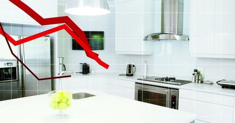 Housing Market Concept with Financial Graph in Modern Kitchen
