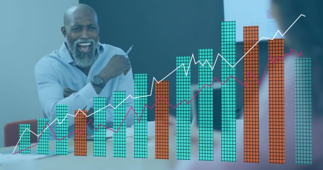 Business Leader Discussing Financial Growth with Overlaid Graphs - Download Free Stock Images Pikwizard.com