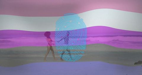 Beach Walk with Vibrant Fingerprint and Pride Stripes