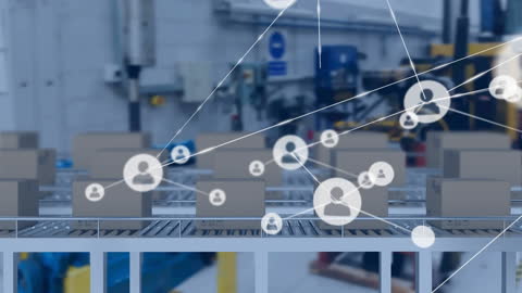 Global Connection Network Over Conveyor Belt with Boxes