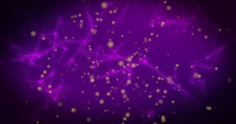 Abstract network of connections with glowing particles on purple background
