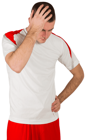 Transparent Image of Disappointed Football Player Feeling Frustrated