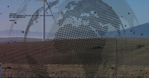 Sustainable Energy Concept with Globe and Data Overlay