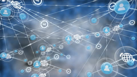 Dynamic Digital Networking Abstract on Blue Gradient