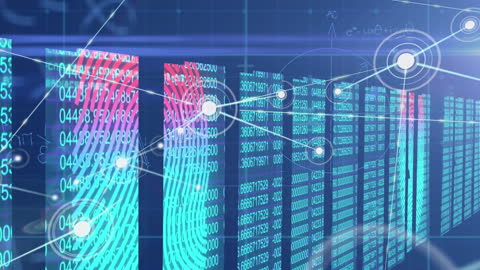 Digital Data Processing in Server Room with Cybersecurity Concept