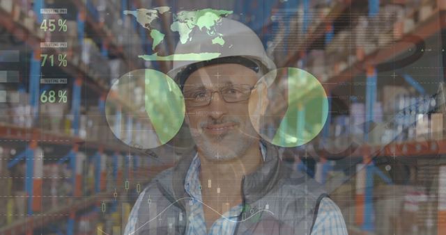 Warehouse Manager Overseeing Global Distribution with Digital Data Overlay - Download Free Stock Images Pikwizard.com