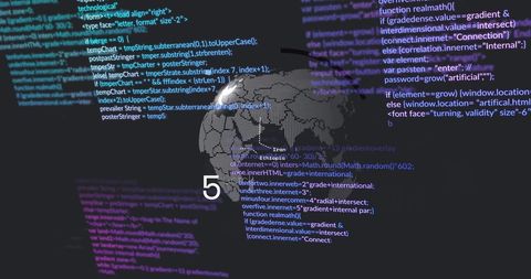 Digital Globe with Code Representing Global Data Processing - Download Free Stock Images Pikwizard.com