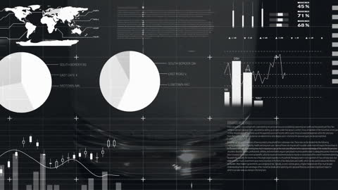 Digital Financial Interface Overlaying Glass of Water