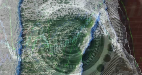 Dynamic Financial Data Concept Overlapping Seascape